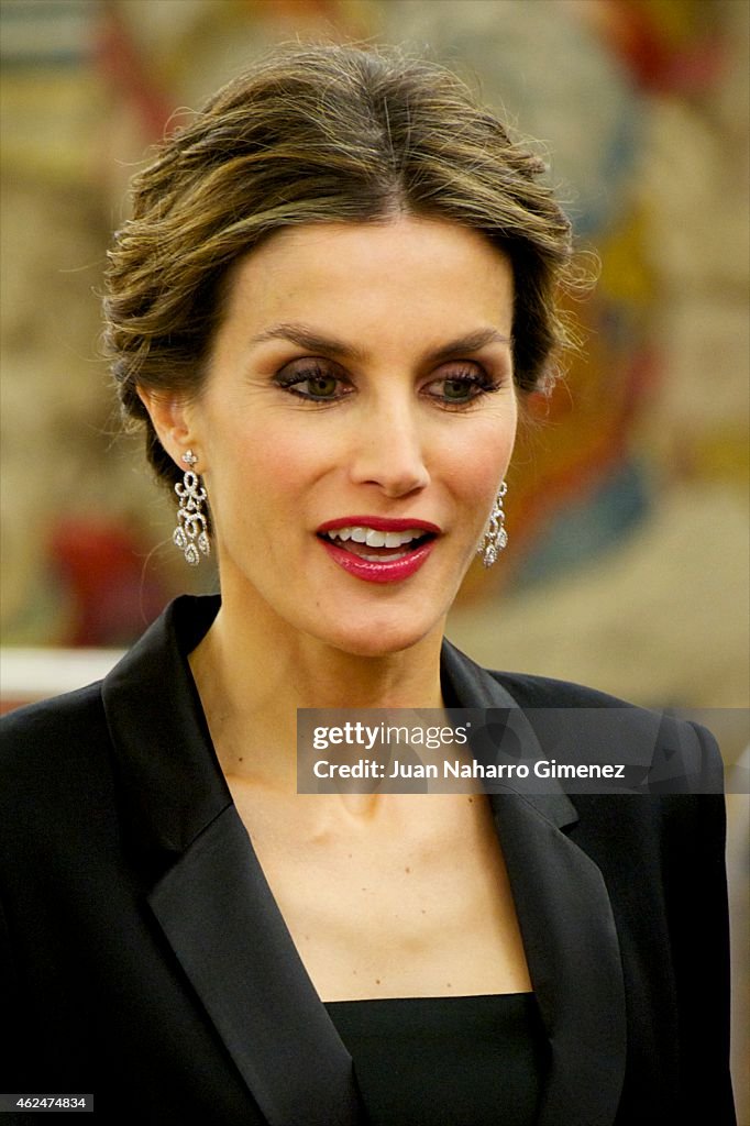 Spanish Royals Attend An Audience With 'I Skin Cancer Symposium' Guests at Zarzuela Palace