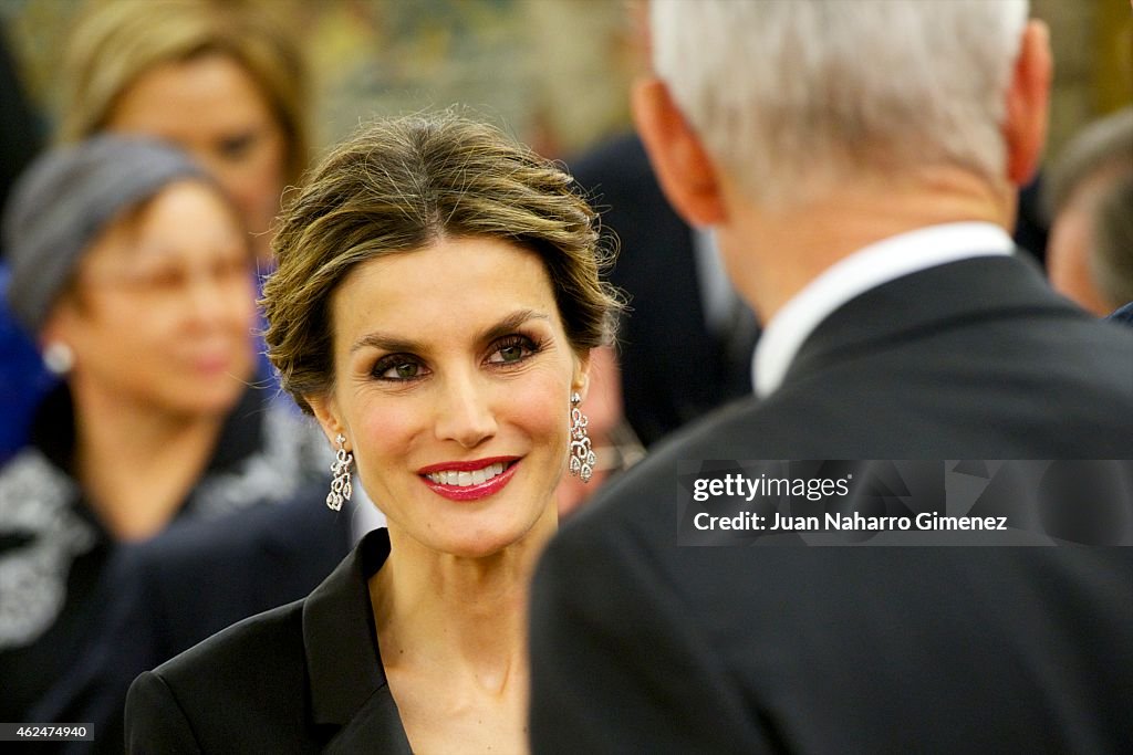 Spanish Royals Attend An Audience With 'I Skin Cancer Symposium' Guests at Zarzuela Palace
