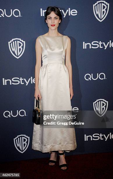 Alexa Chung arrives at the 2014 InStyle And Warner Bros. 71st Annual Golden Globe Awards post-party at The Beverly Hilton Hotel on January 12, 2014...