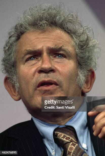 Writer Norman Mailer at a press conference on October 3, 1973 in Washington, DC .