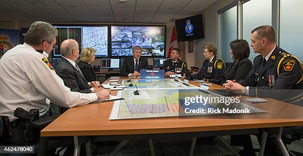 Prime Minister Stephen Harper took part in a round table discussion with regional chiefs of police on January 29 at York Regional Police Headquarters...