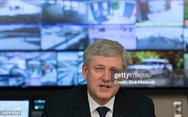 Prime Minister Stephen Harper took part in a round table discussion with regional chiefs of police on January 29 at York Regional Police Headquarters...