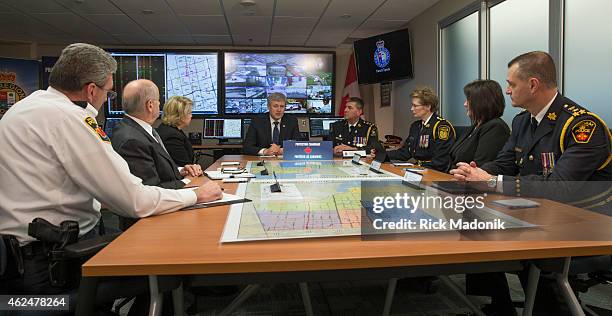 Prime Minister Stephen Harper took part in a round table discussion with regional chiefs of police on January 29 at York Regional Police Headquarters...