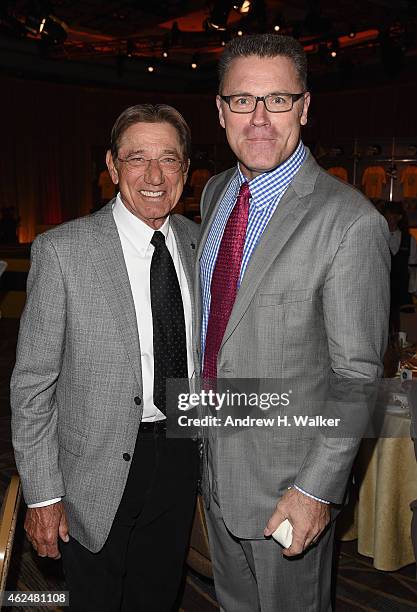 Former NFL player Joe Namath and NFL analyst Howie Long attend the Friars Club Roast of Terry Bradshaw during the ESPN Super Bowl Roast at the...