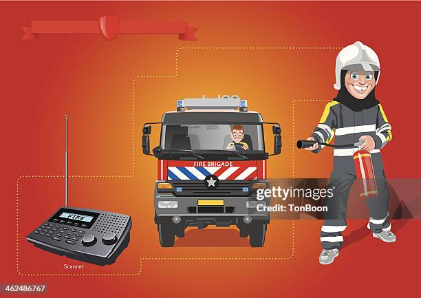 fire brigade education - flat bed scanner stock illustrations