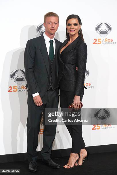 Guti and wife Romina Belluscio attend Antena 3 TV Channel 25th anniversary party at the Palacio de Cibeles on January 29, 2015 in Madrid, Spain.