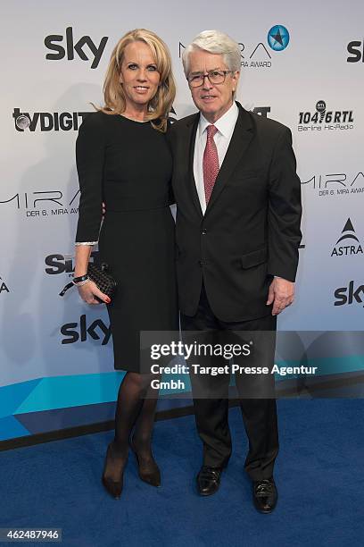Frank Elstner and his wife Britta Gessler attend the Mira Award 2015 at Station on January 29, 2015 in Berlin, Germany.