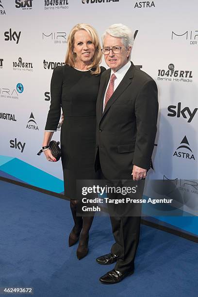 Frank Elstner and his wife Britta Gessler attend the Mira Award 2015 at Station on January 29, 2015 in Berlin, Germany.