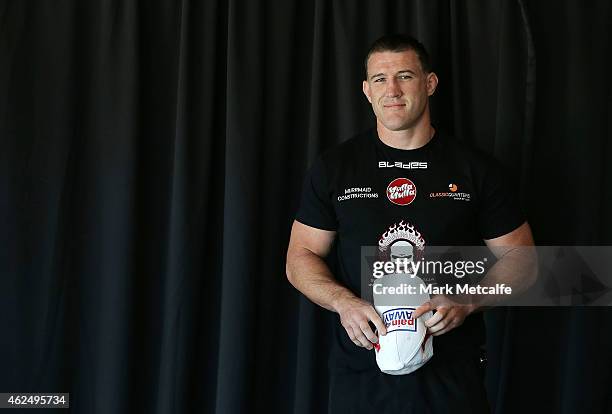 Paul Gallen looks on during the weigh in ahead of Footy Show Fight Night at Allphones Arena on January 30, 2015 in Sydney, Australia.