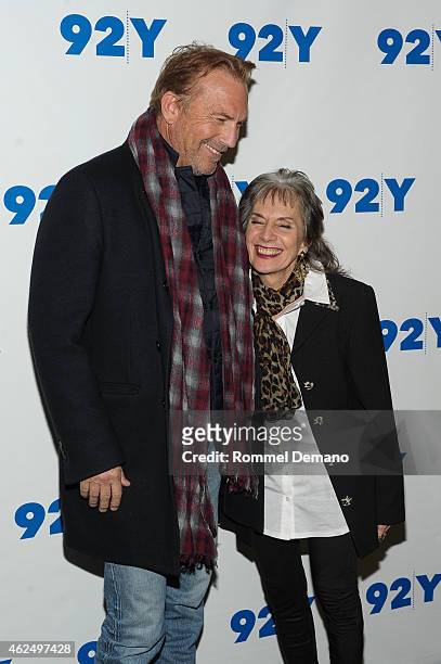 Actor Kevin Costner and Annette Insdorf attend 92nd Street Y Presents: "Black Or White" Preview Screening at 92nd Street Y on January 29, 2015 in New...