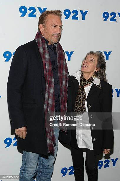 Actor Kevin Costner and Annette Insdorf attend 92nd Street Y Presents: "Black Or White" Preview Screening at 92nd Street Y on January 29, 2015 in New...