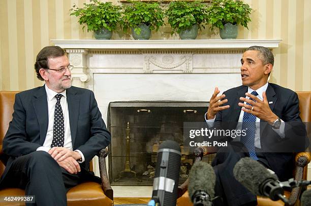 President of the Government of the Kingdom of Spain Mariano Rajoy Brey meets with U.S. President Barack Obama in the Oval Office of the White House...