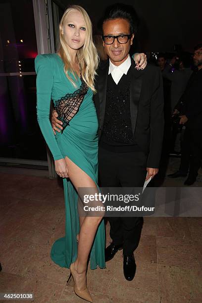 Yulia Lobova and Omar Harfouch attend the Sidaction Gala Dinner 2015 at Pavillon d'Armenonville on January 29, 2015 in Paris, France.