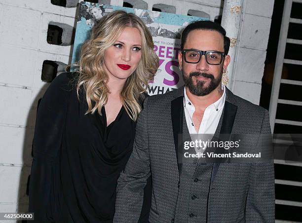 Singer AJ McLean of The Backstreet Boys and wife Rochelle Deanna Karidis attend the Los Angeles premiere of "Backstreet Boys Show 'Em What You're...