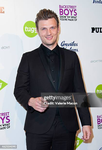 Nick Carter from the Backstreet Boys arrives at the Premiere Of Gravitas Ventures' "Backstreet Boys: Show 'Em What You're Made Of" at ArcLight...