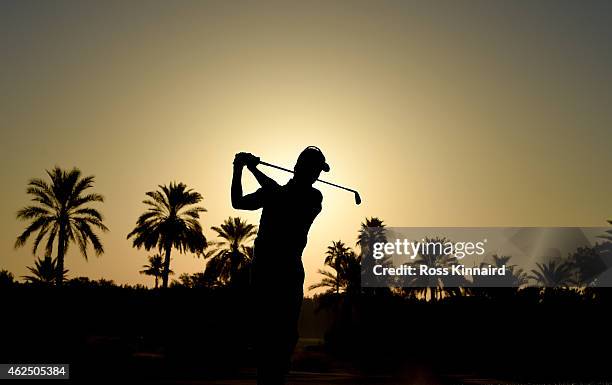 Brett Rumford of Australia on the par five 10th hole during the second round of the Omega Dubai Desert Classic at the Emirates Golf Club on January...