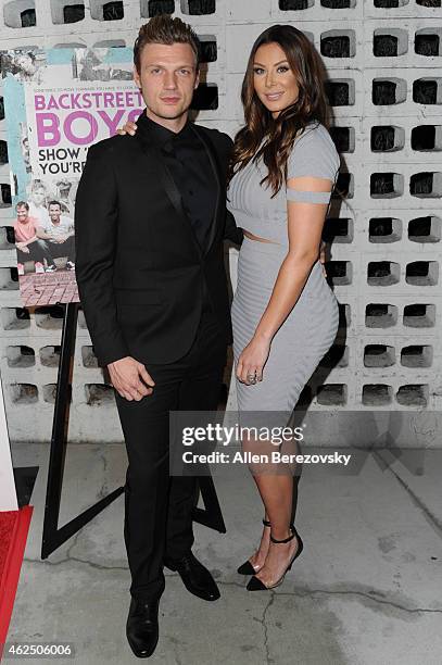 Singer Nick Carter of the Backstreet Boys and wife Lauren Kitt attend the premiere of Gravitas Ventures' "Backstreet Boys: Show 'Em What You're Made...