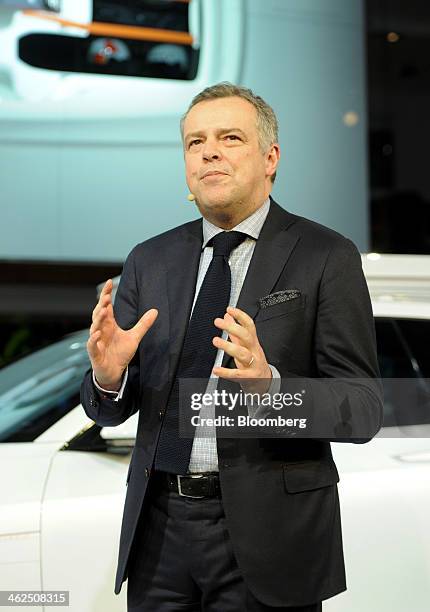 Alain Visser, senior vice president of marketing for Volvo Cars, speaks during the 2014 North American International Auto Show in Detroit, Michigan,...