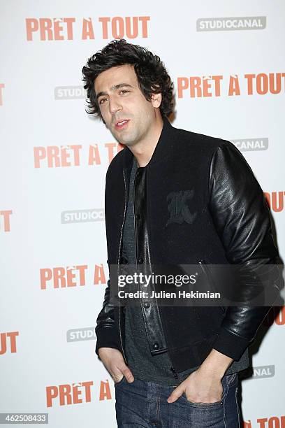 Max Boublil attends 'Pret A Tout' Paris Premiere at Cinema Gaumont Marignan on January 13, 2014 in Paris, France.