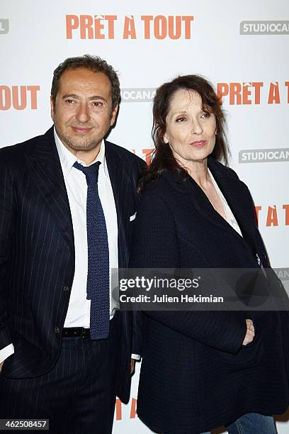 Patrick Timsit and Chantal Lauby attend 'Pret A Tout' Paris Premiere at Cinema Gaumont Marignan on January 13, 2014 in Paris, France.