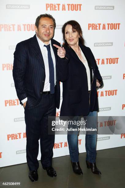 Patrick Timsit and Chantal Lauby attend 'Pret A Tout' Paris Premiere at Cinema Gaumont Marignan on January 13, 2014 in Paris, France.