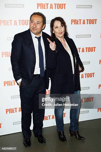 Patrick Timsit and Chantal Lauby attend 'Pret A Tout' Paris Premiere at Cinema Gaumont Marignan on January 13, 2014 in Paris, France.