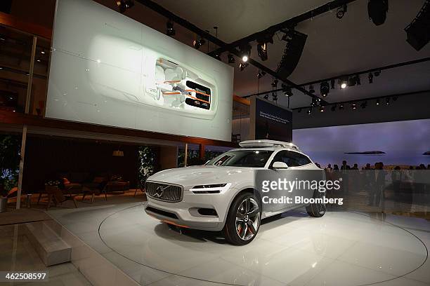 The Volvo XC Coupe concept vehicle is displayed during the 2014 North American International Auto Show in Detroit, Michigan, U.S., on Monday, Jan....
