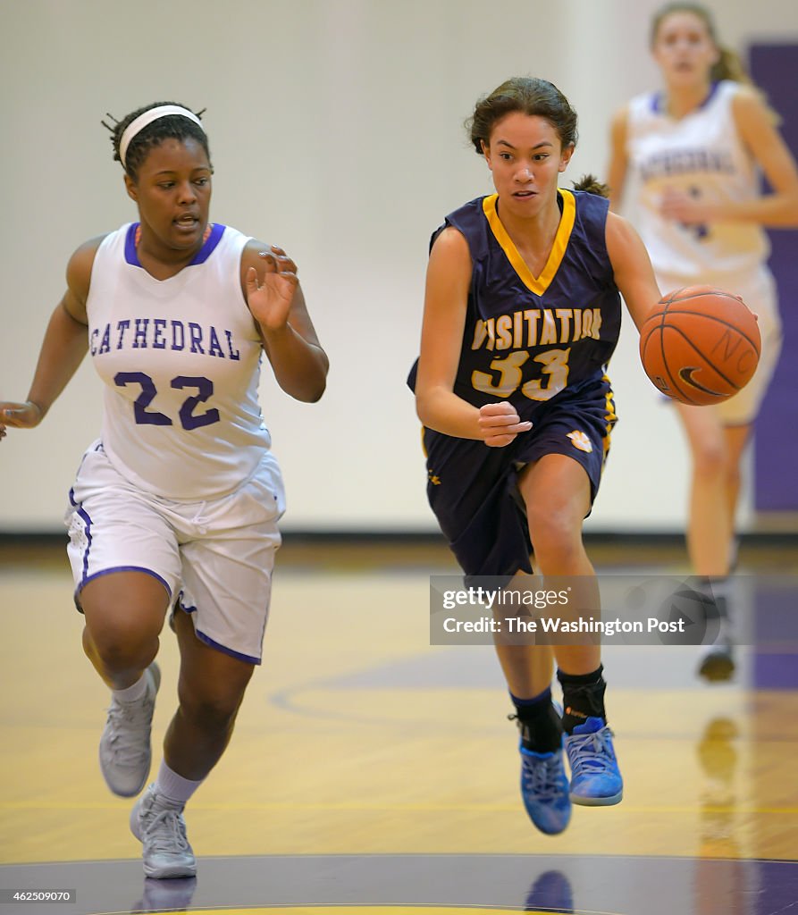 Georgetown Visitation plays National Cathedral in girls basketball