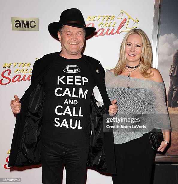 Actor Micky Dolenz and wife Donna Quinter attend the premiere of "Better Call Saul" at Regal Cinemas L.A. Live on January 29, 2015 in Los Angeles,...