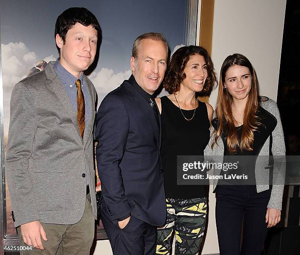 Actor Bob Odenkirk, wife Naomi Yomtov and children attend the premiere of "Better Call Saul" at Regal Cinemas L.A. Live on January 29, 2015 in Los...