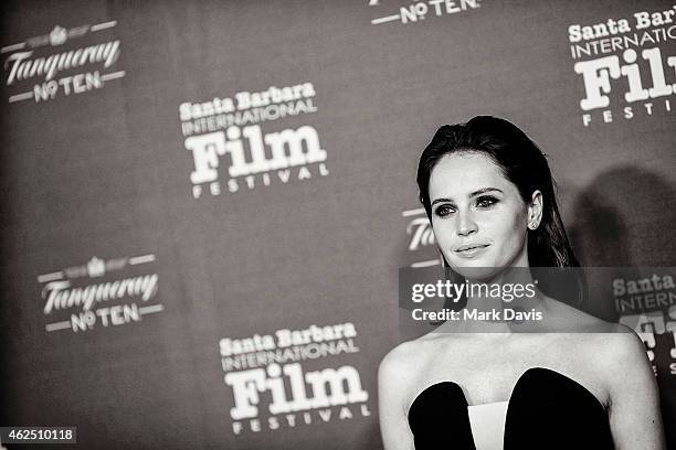 Actress Felicity Jones attends the 30th Santa Barbara International Film Festival 'Cinema Vanguard' award for 'The Theory of Everything' at the...