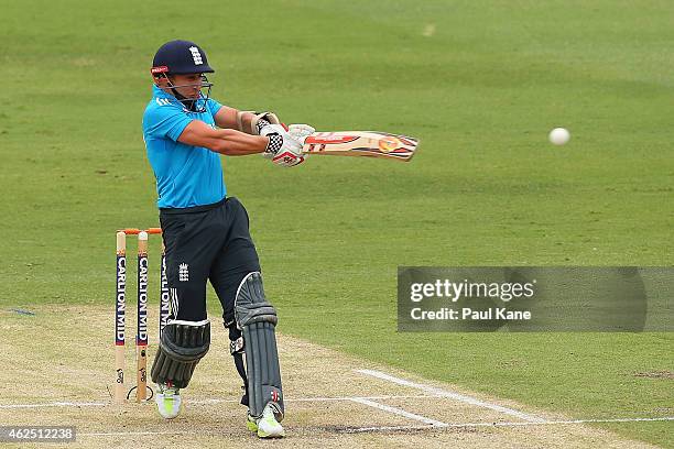 James Taylor of England bats during the One Day International match between England and India at the WACA on January 30, 2015 in Perth, Australia.