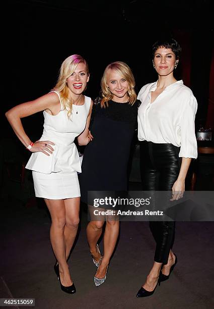 Nele Kiper, Anna Maria Muehe and Jasmin Gerat attend the after show party of the film 'Nicht mein Tag' at Ritter Butzke on January 13, 2014 in...