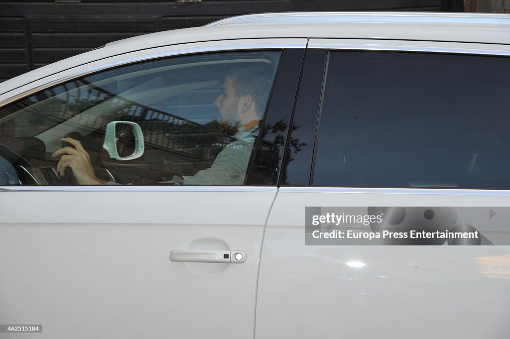 Shakira and Pique Arrive At Their Son Milan's School in Barcelona