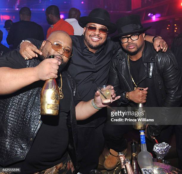 Jazzy Pha, Tricky Stewart and The Dream attend Gold Room on January 29, 2015 in Atlanta, Georgia.
