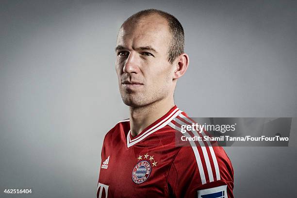 November 06: Footballer Arjen Robben is photographed for FourFourTwo magazine on November 6, 2013 in London, England.