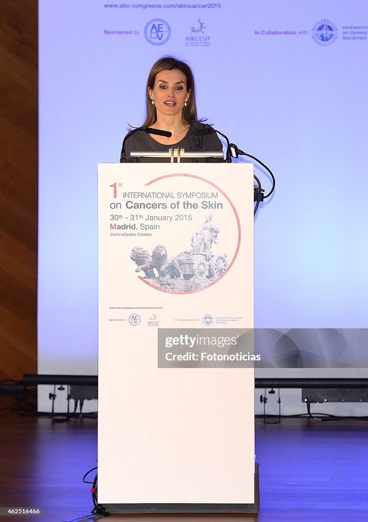 Queen Letizia of Spain Attends 'The I Skin Cancer Symposium'