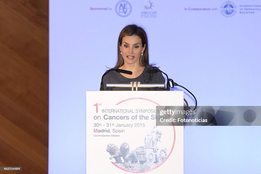 Queen Letizia of Spain Attends 'The I Skin Cancer Symposium'