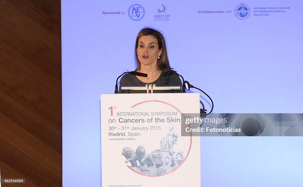 Queen Letizia of Spain Attends 'The I Skin Cancer Symposium'