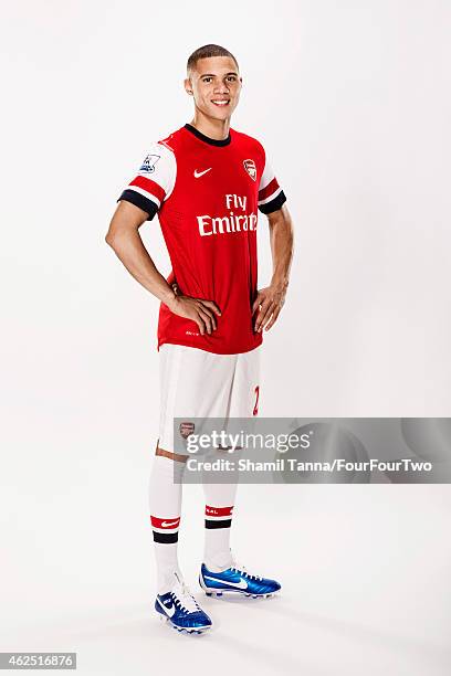 Footballer Kieran Gibbs is photographed for FourFourTwo magazine on October 18, 2012 in London, England.