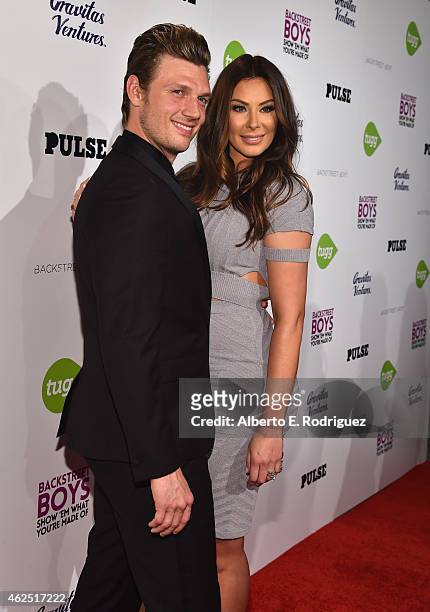 Singer Nick Carter and Lauren Kitt attend the premiere of Gravitas Ventures' "Backstreet Boys: Show 'Em What You're Made Of" at on January 29, 2015...