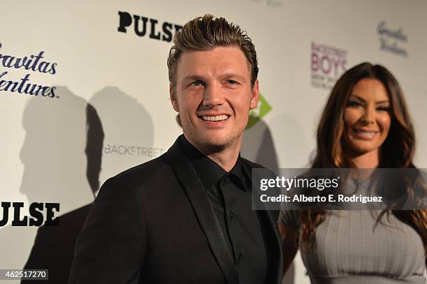 Singer Nick Carter and Lauren Kitt attend the premiere of Gravitas Ventures' "Backstreet Boys: Show 'Em What You're Made Of" at on January 29, 2015...