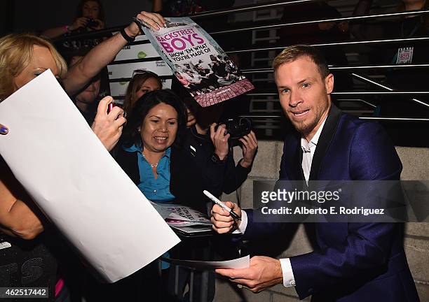 Singer Brian Littrell attends the premiere of Gravitas Ventures' "Backstreet Boys: Show 'Em What You're Made Of" at on January 29, 2015 in Hollywood,...
