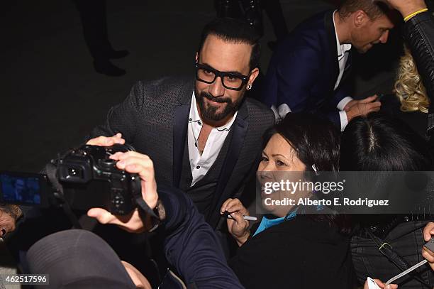 Singer A.J. McLean attends the premiere of Gravitas Ventures' "Backstreet Boys: Show 'Em What You're Made Of" at on January 29, 2015 in Hollywood,...