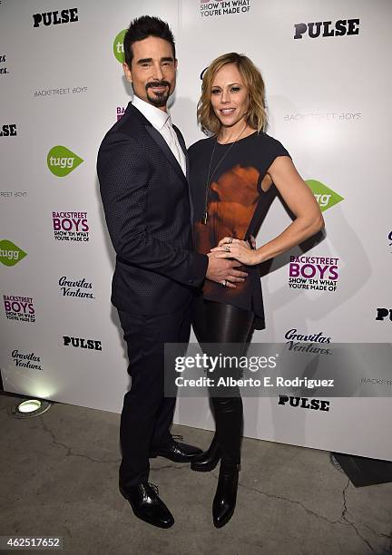 Singer Kevin Richardson and Kristin Kay Willits attend the premiere of Gravitas Ventures' "Backstreet Boys: Show 'Em What You're Made Of" at on...