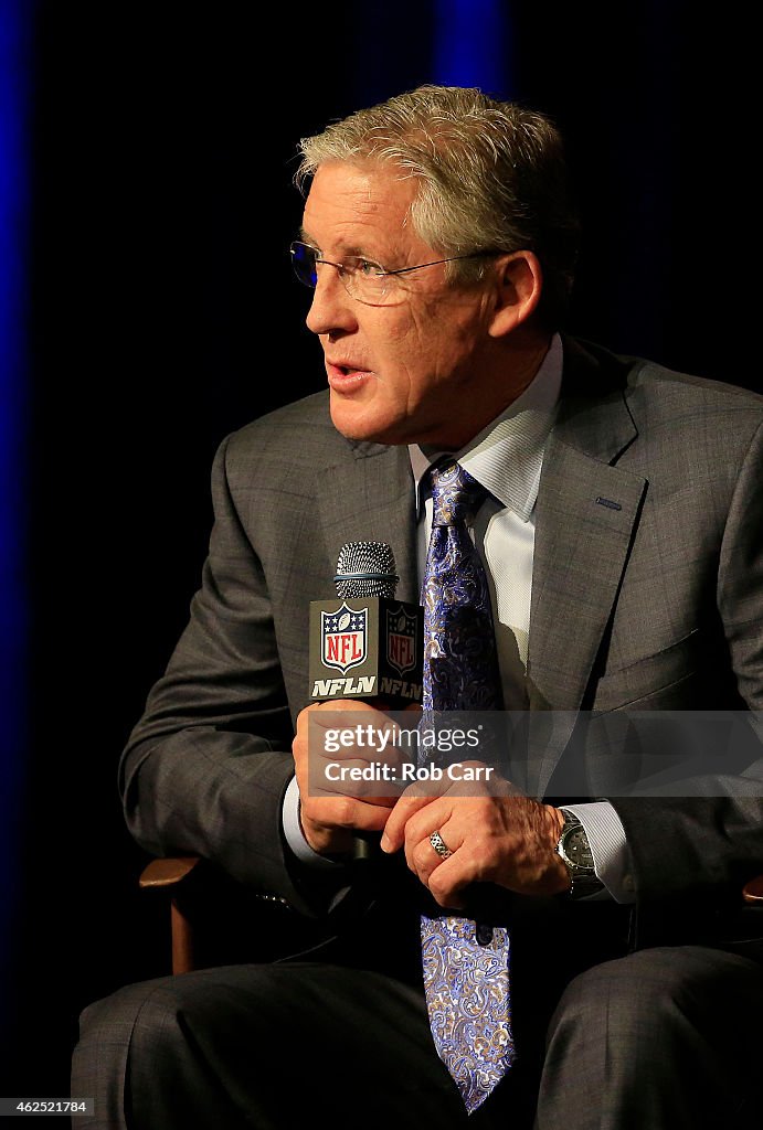 New England Patriots Head Coach Bill Belichick & Seattle Seahawks Head Coach Pete Carroll Joint Press Conference