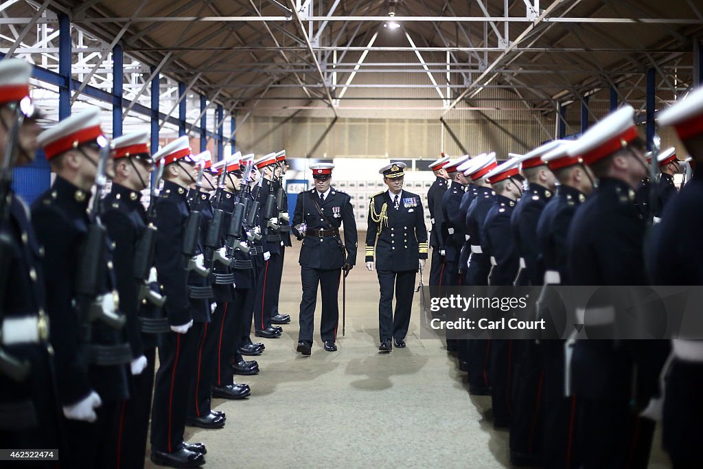 Royal Marines Ranges David Steel, the Second Sea Lord , inspects Royal Marines during ...