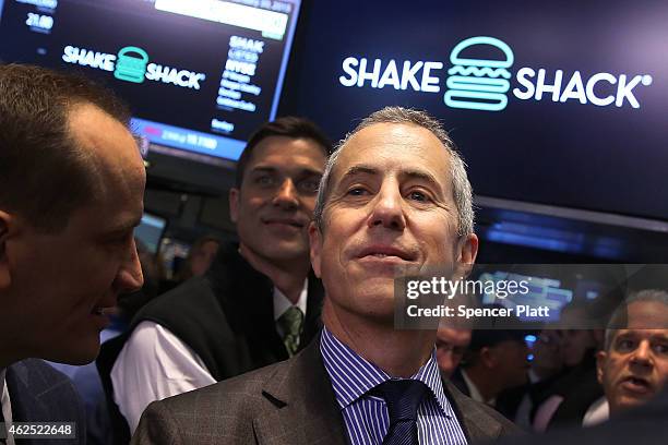 Founder and Chairman of Shake Shack, Danny Meyer, visits the floor of the New York Stock Exchange on January 30, 2015 in New York City. Hamburger...