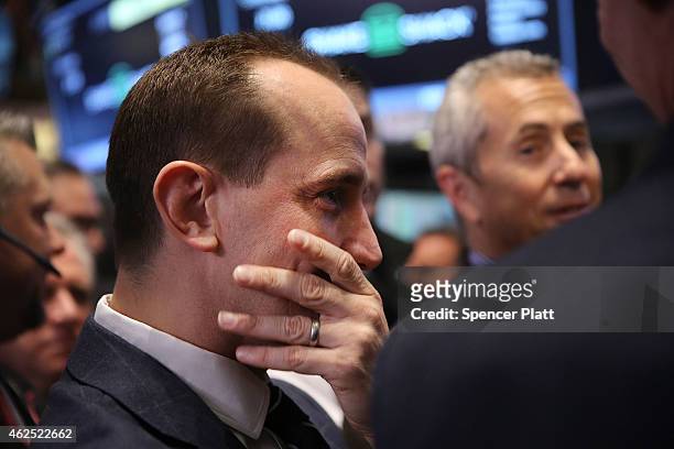 Of Shake Shack Randy Garutti visits the floor of the New York Stock Exchange on January 30, 2015 in New York City. Hamburger chain Shake Shack rose...