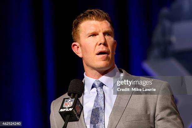 Man of the Year winner Matt Birk attends during the NFL Walter Payton Man of The Year Press Conference prior to the upcoming Super Bowl XLIX on...